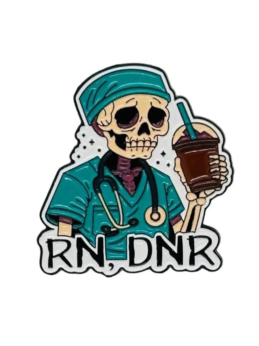 ⭐RN DNR Skeleton Doctor Enamel Pins Healthcare Worker Brooches Metal Skeleton